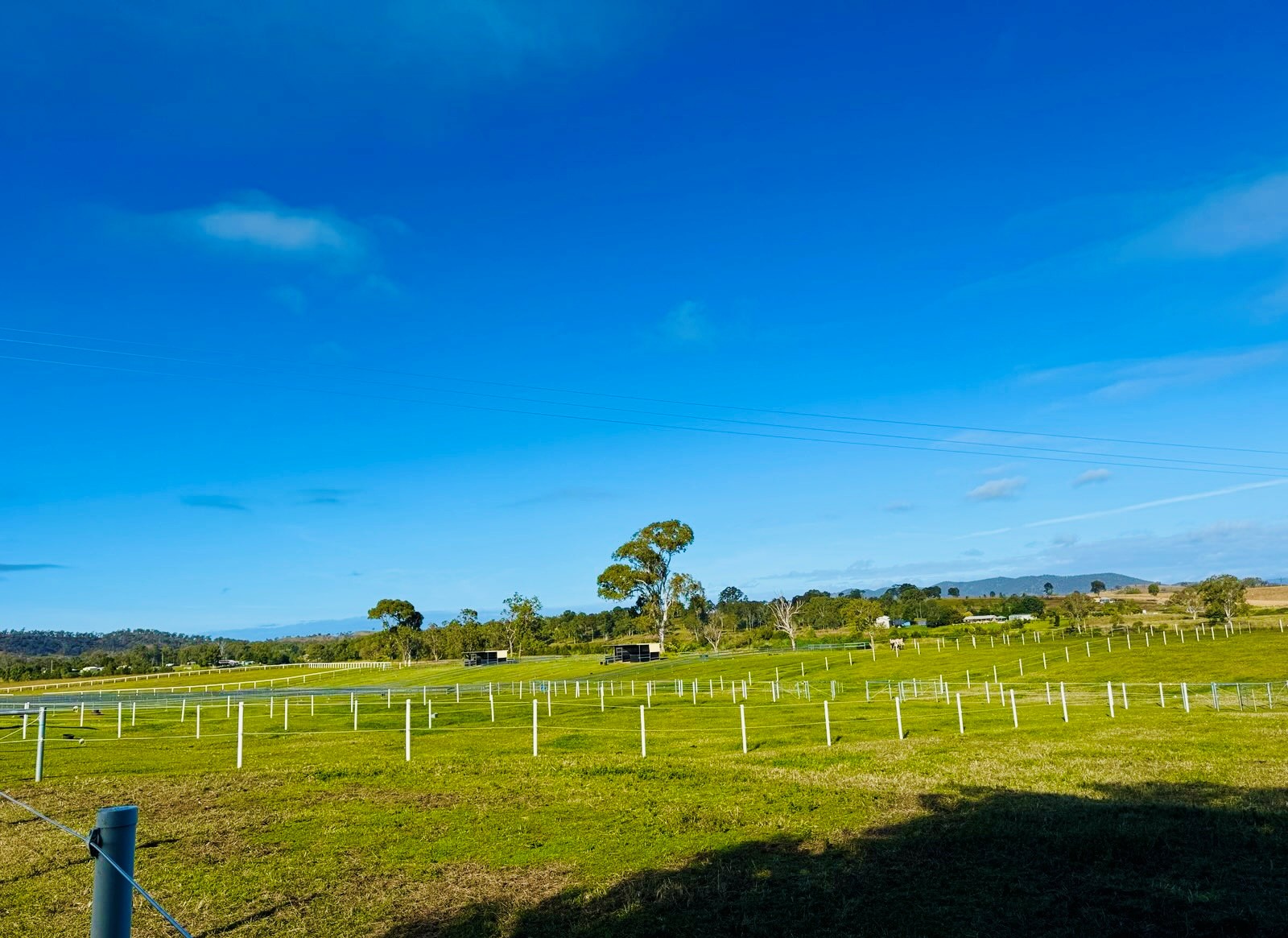 Open paddocks under a deep blue Harlin sky